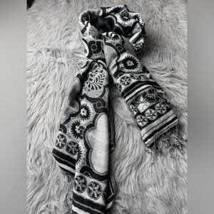 100% Pashmina Black & Gray Scarf Shawl Wrap